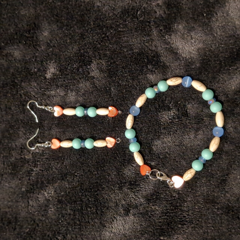 Handmade Dangle earrings with matching bracelet